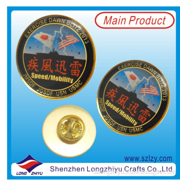 Stamping Brass 18k Gold Plated Epoxy Printing Badge (LZY-10000377)